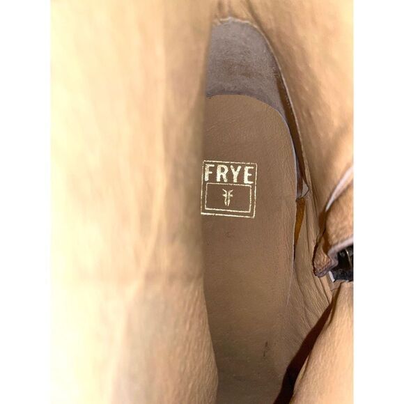 Vintage USA FRYE Women's Brown Leather Biker Boots Size 10B Preowned - Picture 8 of 13